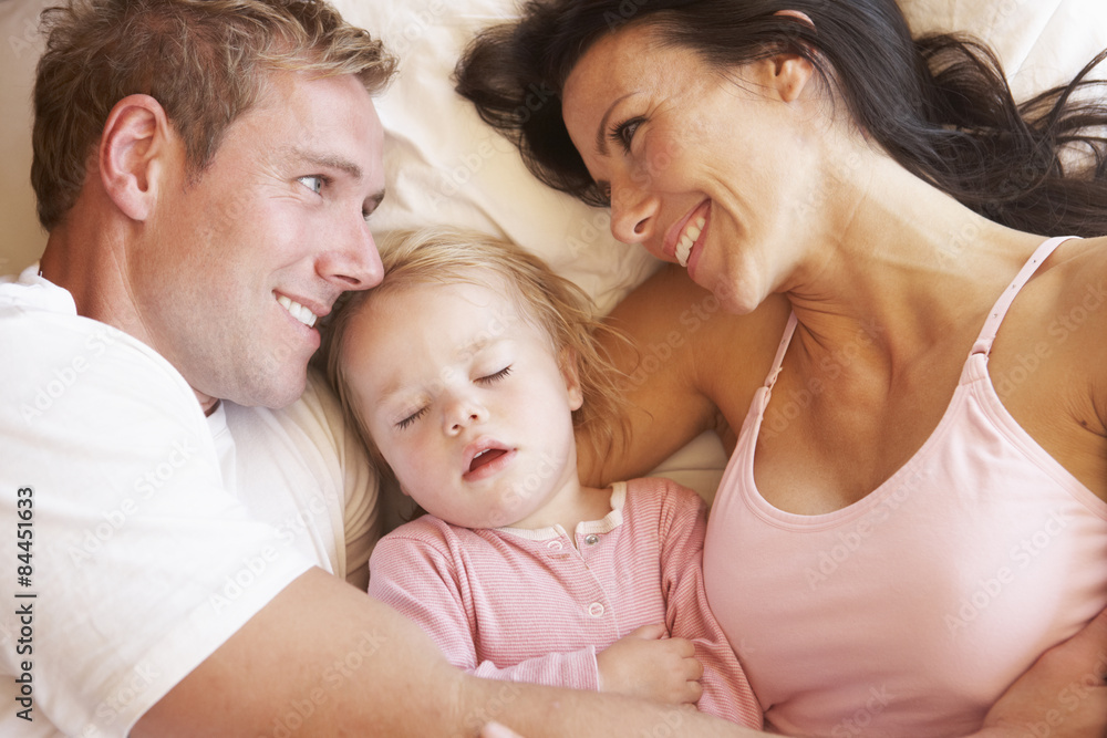 Family Relaxing In Bed