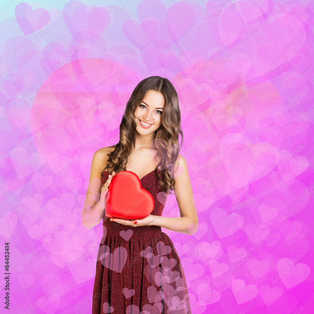 Woman with a valentine heart Woman with a valentine heart