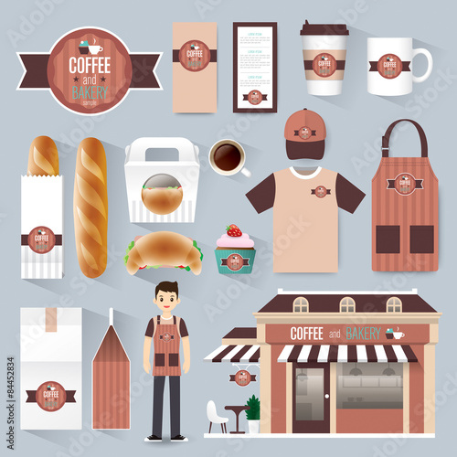 Vector restaurant cafe set. Layout set of corporate identity mock up template.