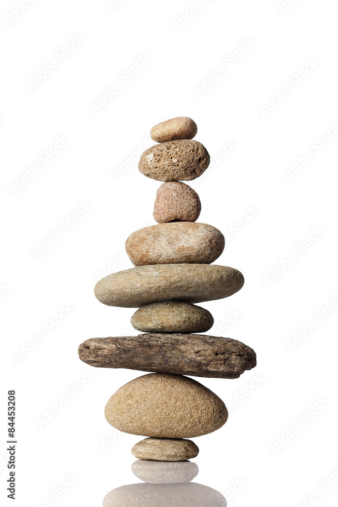 Balanced stack of different river stones Balanced stack of different river stones