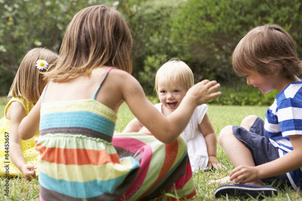 Group Of Children Playing Outdoors Together Group Of Children Playing Outdoors Together