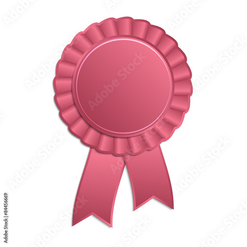 Pink blank award rosette with ribbon