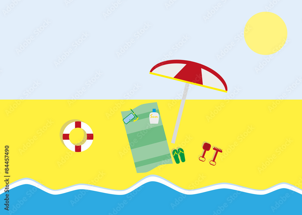 Fototapeta premium Summer holidays beach background poster