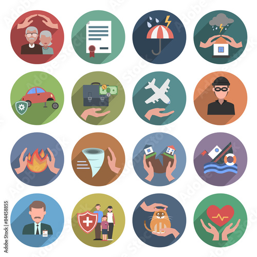 Insurance Icons Flat Set
