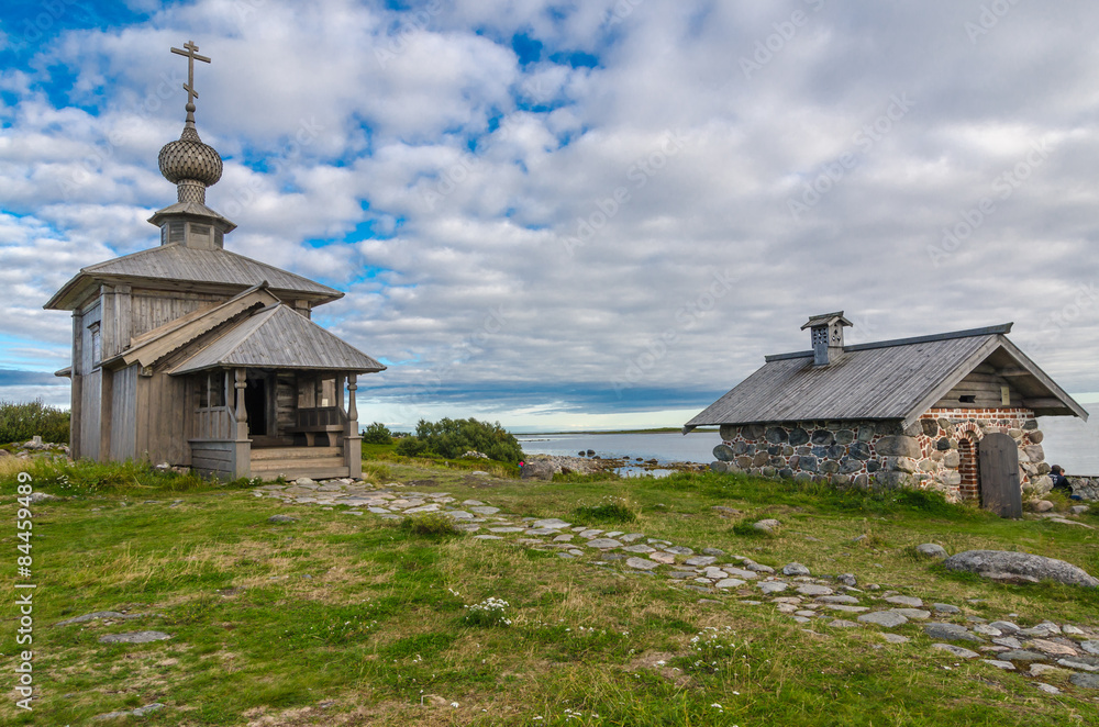 Wooden church of St. Andrew (17th century). Big Zayatsky Island,