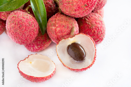 Bunch of Lichi or lychee and Licthi pulp