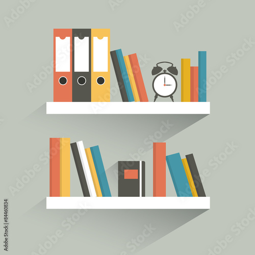 Book shelf. Flat design. Vector.