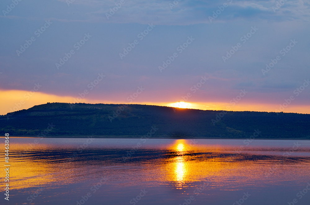 Fototapeta premium Sunset scene on lake