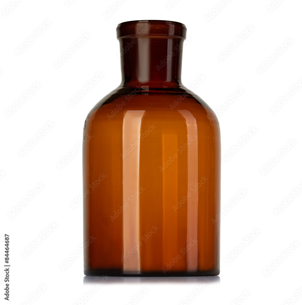 Old pharmacy bottle for medicines isolated on white background Old pharmacy bottle for medicines isolated on white background
