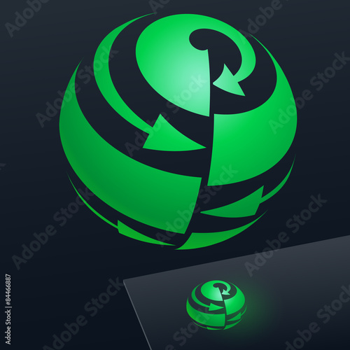 Abstract vector sign in sphere shape. Logo for Business, Technology, Corporation.