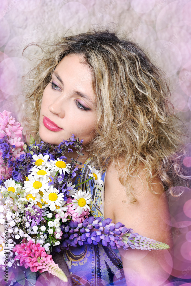 beautiful woman with flowers beautiful woman with flowers