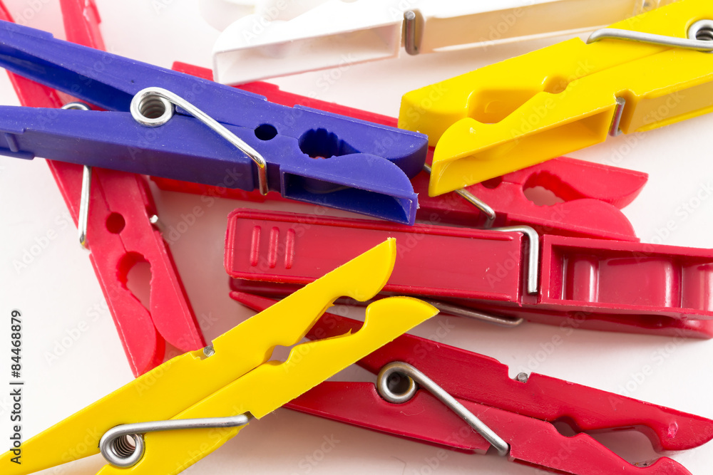 Closeup of Multicolored Plastic Pegs Closeup of Multicolored Plastic Pegs