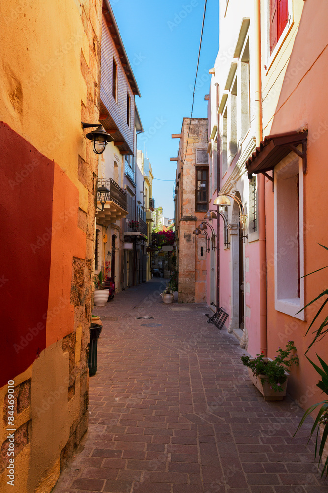cosy street of Chania, Crete, Greece