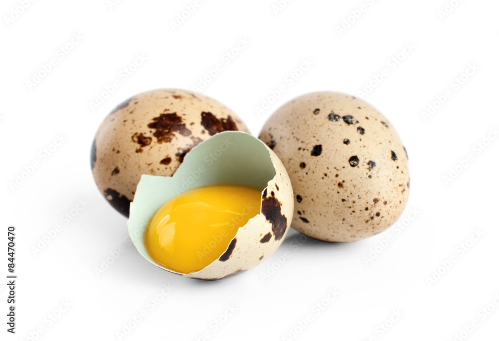 Quail eggs isolated on white background