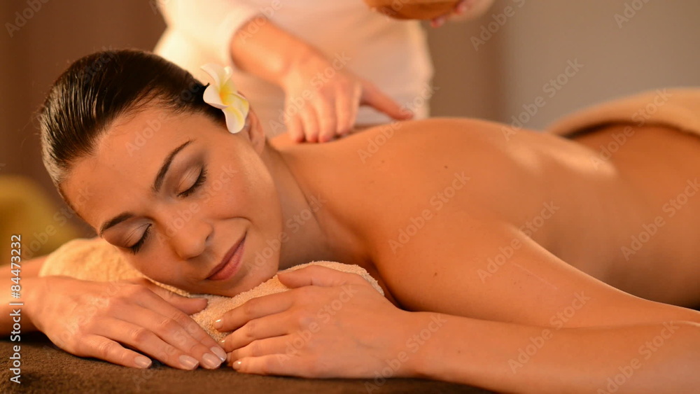 Woman Having A Back Oil Massage Woman Having A Back Oil Massage