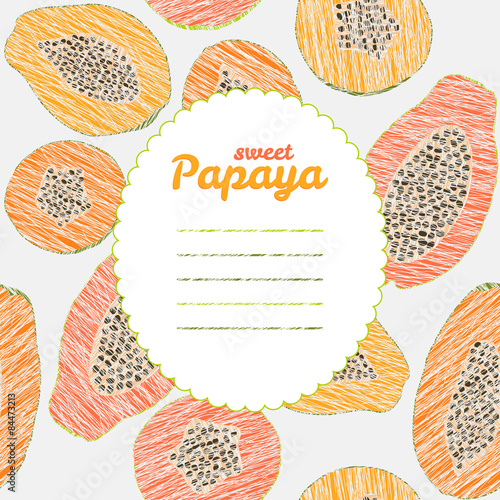 Text frame. Endless papaya texture, repeating fruit background.