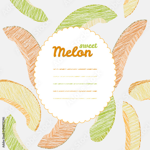 Text frame. Autumn melon backdrop. Endless harvest texture.