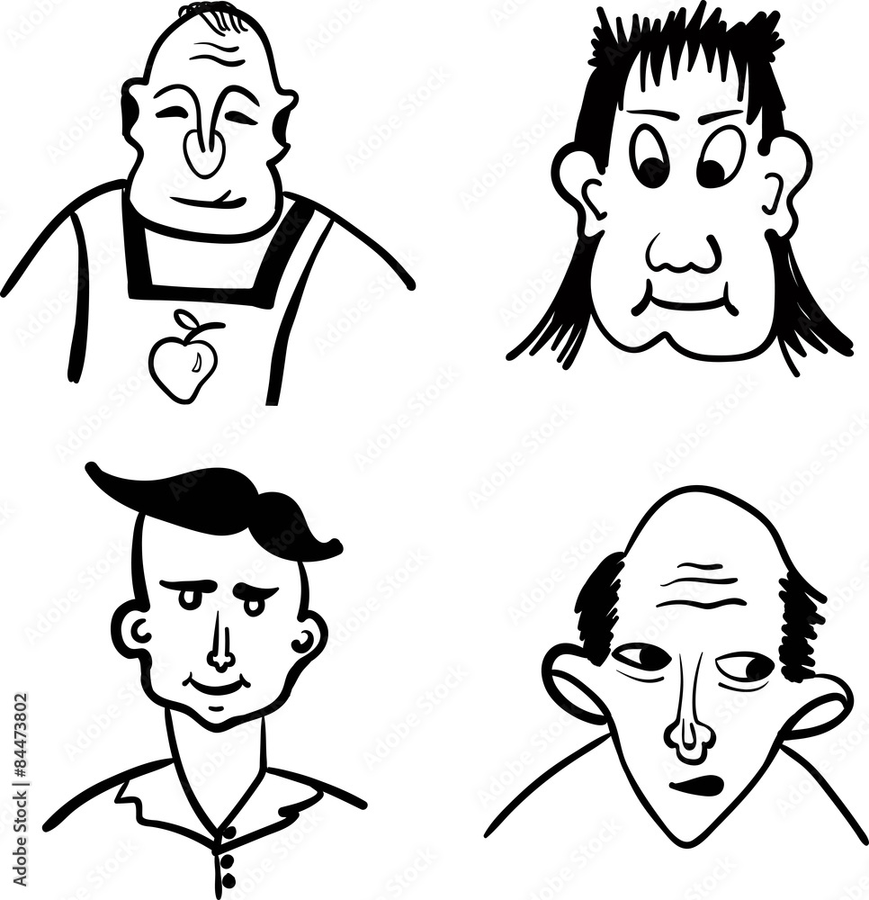 male full-face with different hairstyles comic vector illustration male full-face with different hairstyles comic vector illustration