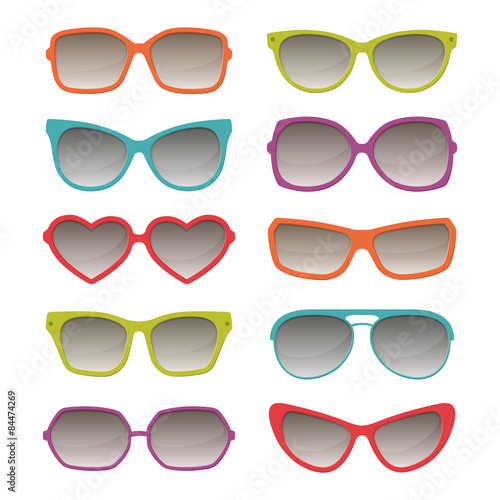 Vector sunglasses, color glasses set