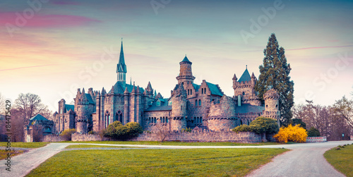 Colorful spring sunset in the Wilhelmshohe Castle photo