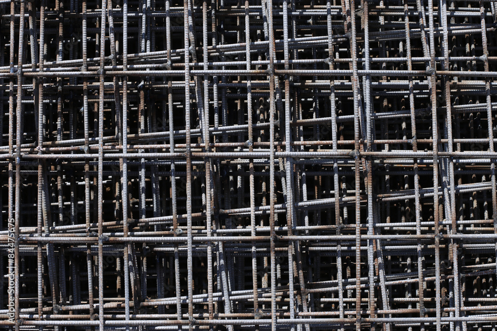 Stack of rebar grids at the construction site Stack of rebar grids at the construction site