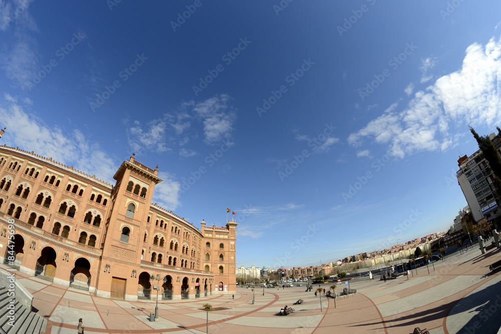 Las Ventas square from a side through a fisheye lens, Madrid