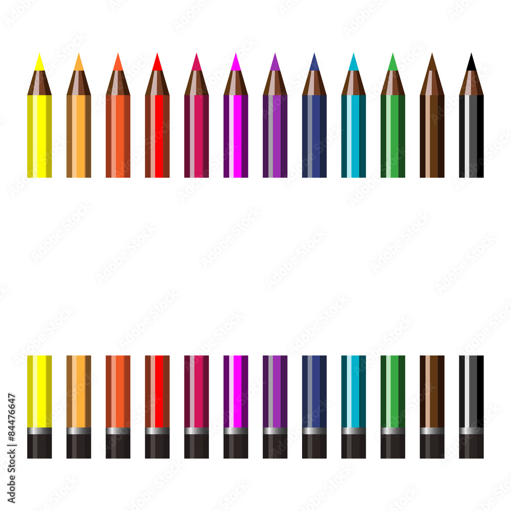 A set of colored pencils A set of colored pencils