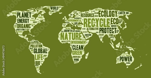 World map made of eco words