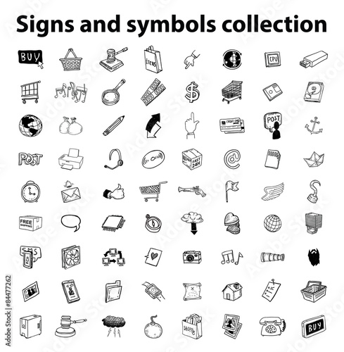 Big doodle set, collection icon, vector.