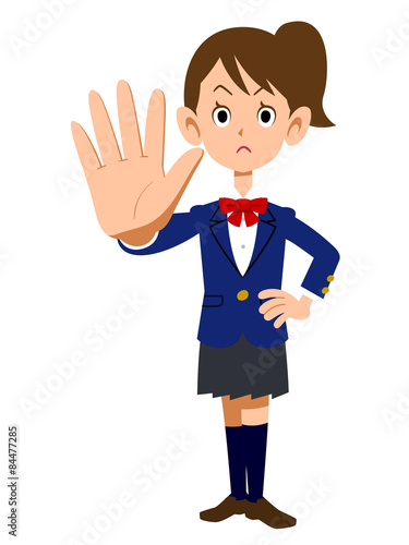 制服の女子学生の止める仕草