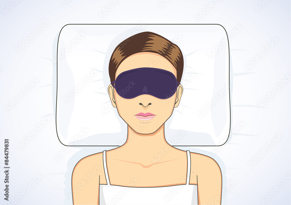Beautiful woman sleeping with eye mask protect eyes from light make