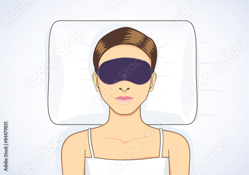 Beautiful woman sleeping with eye mask protect eyes from light make Sleepless