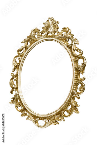 Oval gold picture frame isolated with clipping path. © Piotr Pawinski