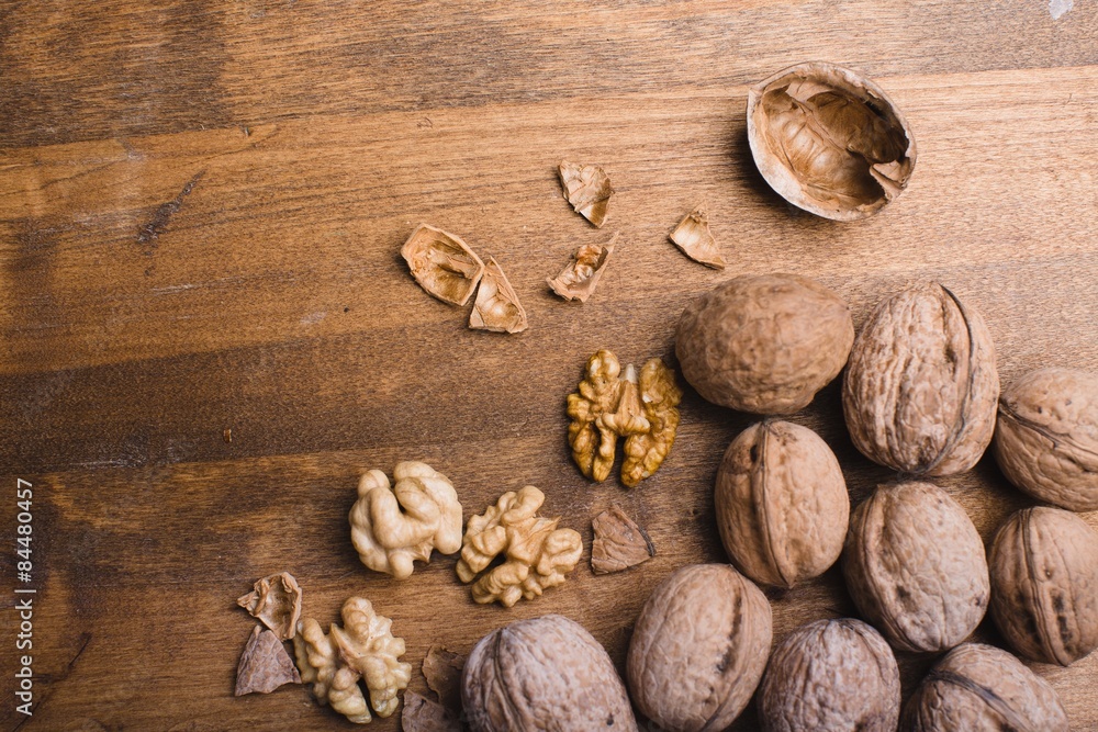 Walnut, shell, closeup. Walnut, shell, closeup.