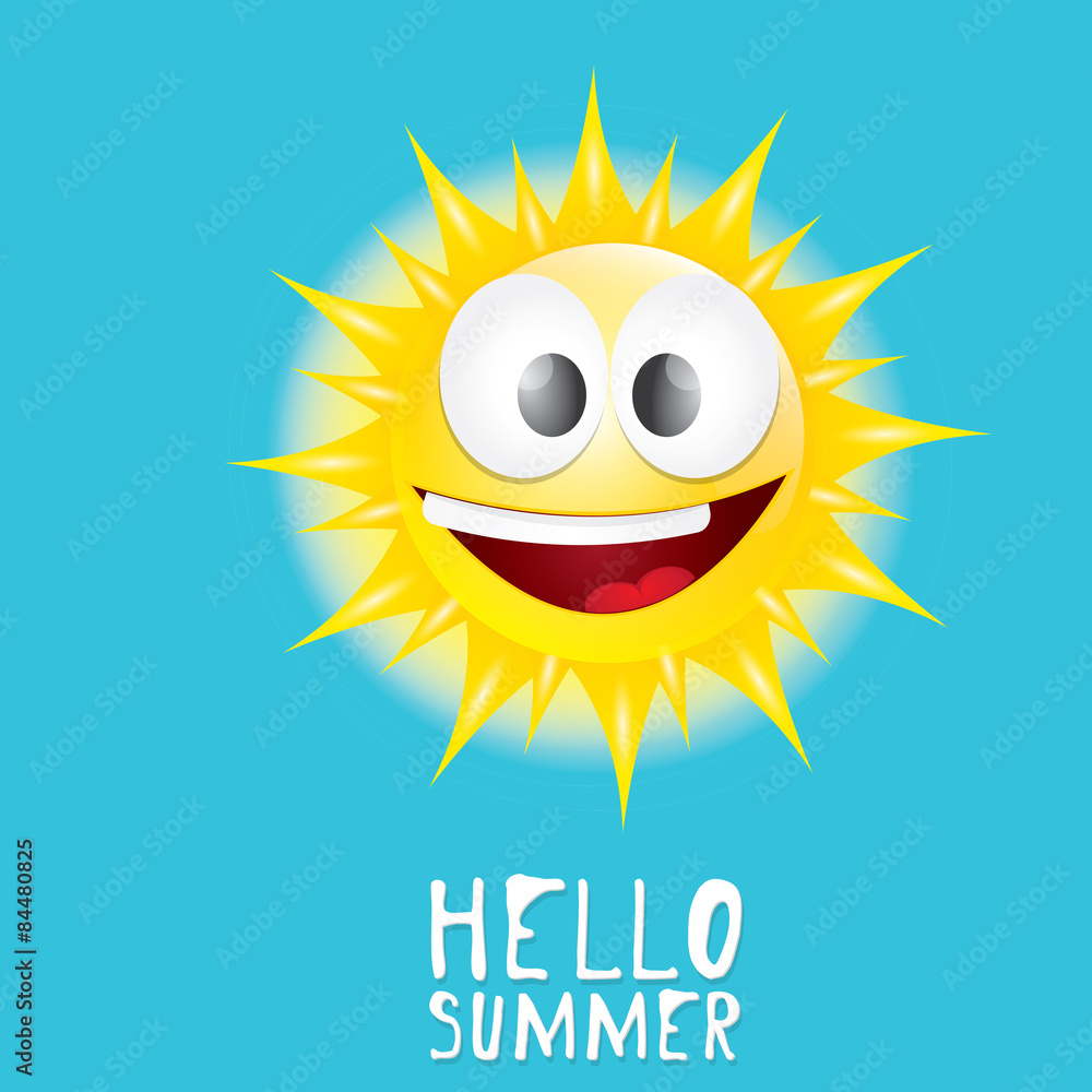 Hello Summer. vector summer smiling sun Hello Summer. vector summer smiling sun