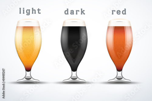 Beer mugs with three brands.