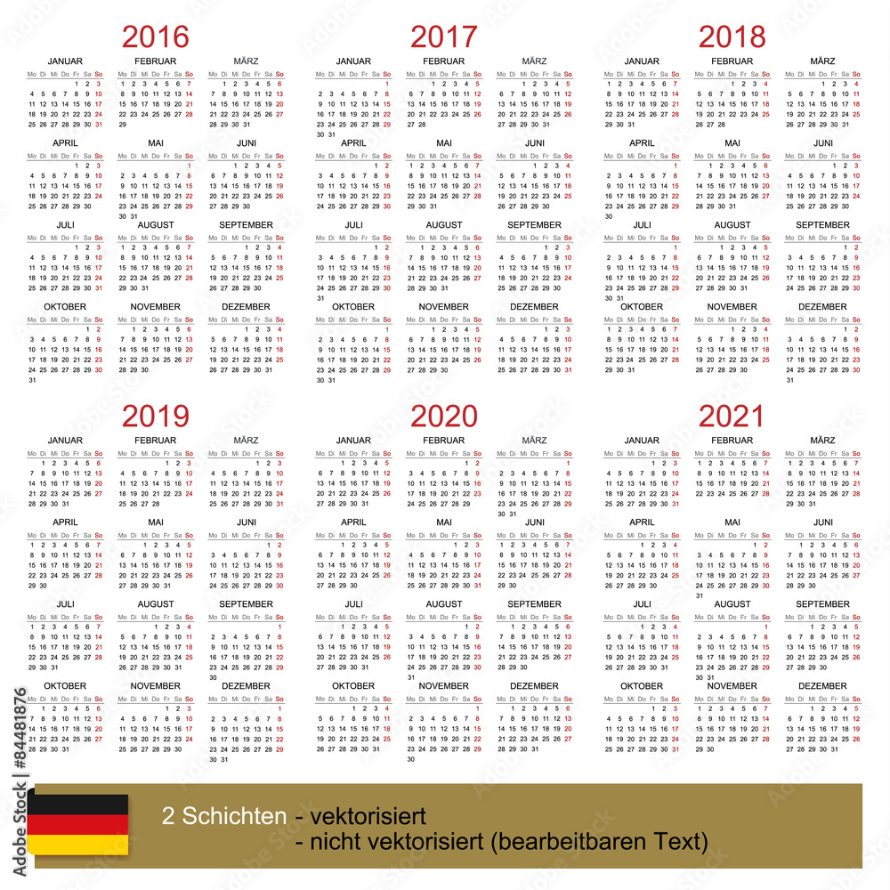 Calendar 16 21 Stock Vektorgrafik Adobe Stock