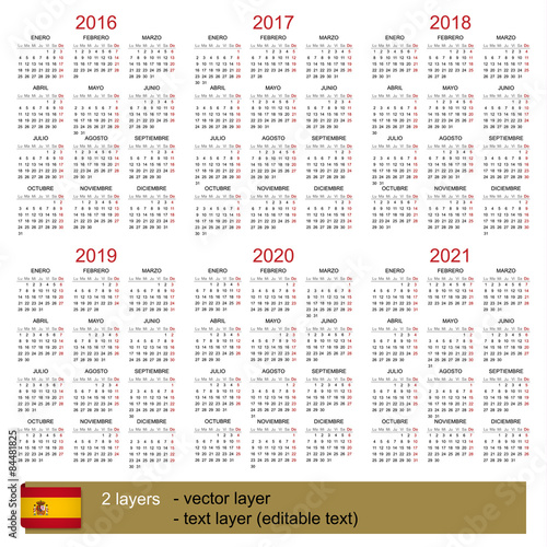 Calendar 2016-2021 