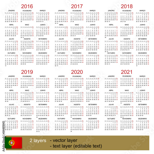 Calendar 2016-2021 