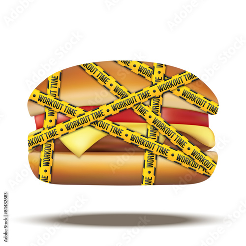 fast food burger with workout time tapes