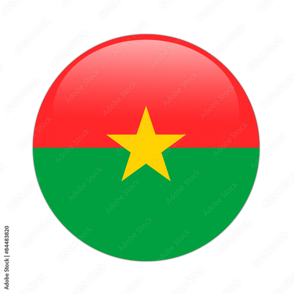 Burkina Faso flag button on white Burkina Faso flag button on white