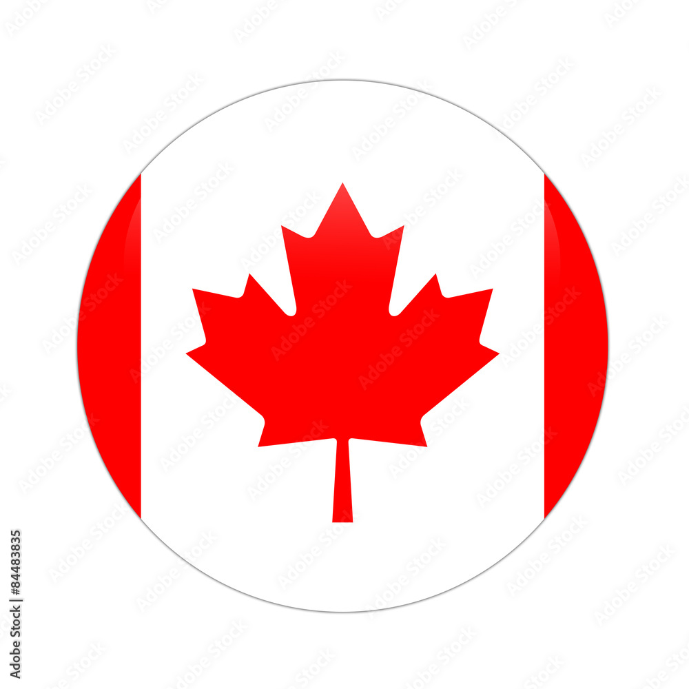 Canada flag button on white Canada flag button on white