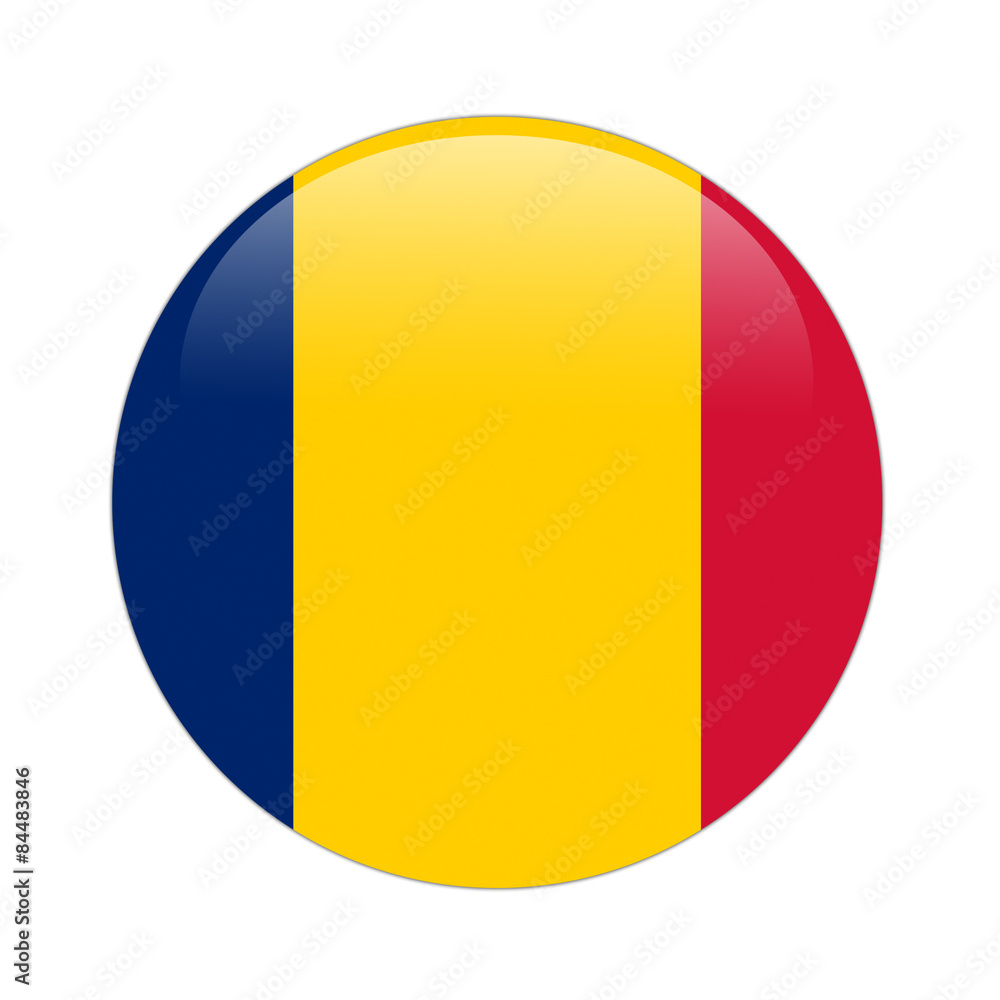 Fototapeta premium Chad flag button on white