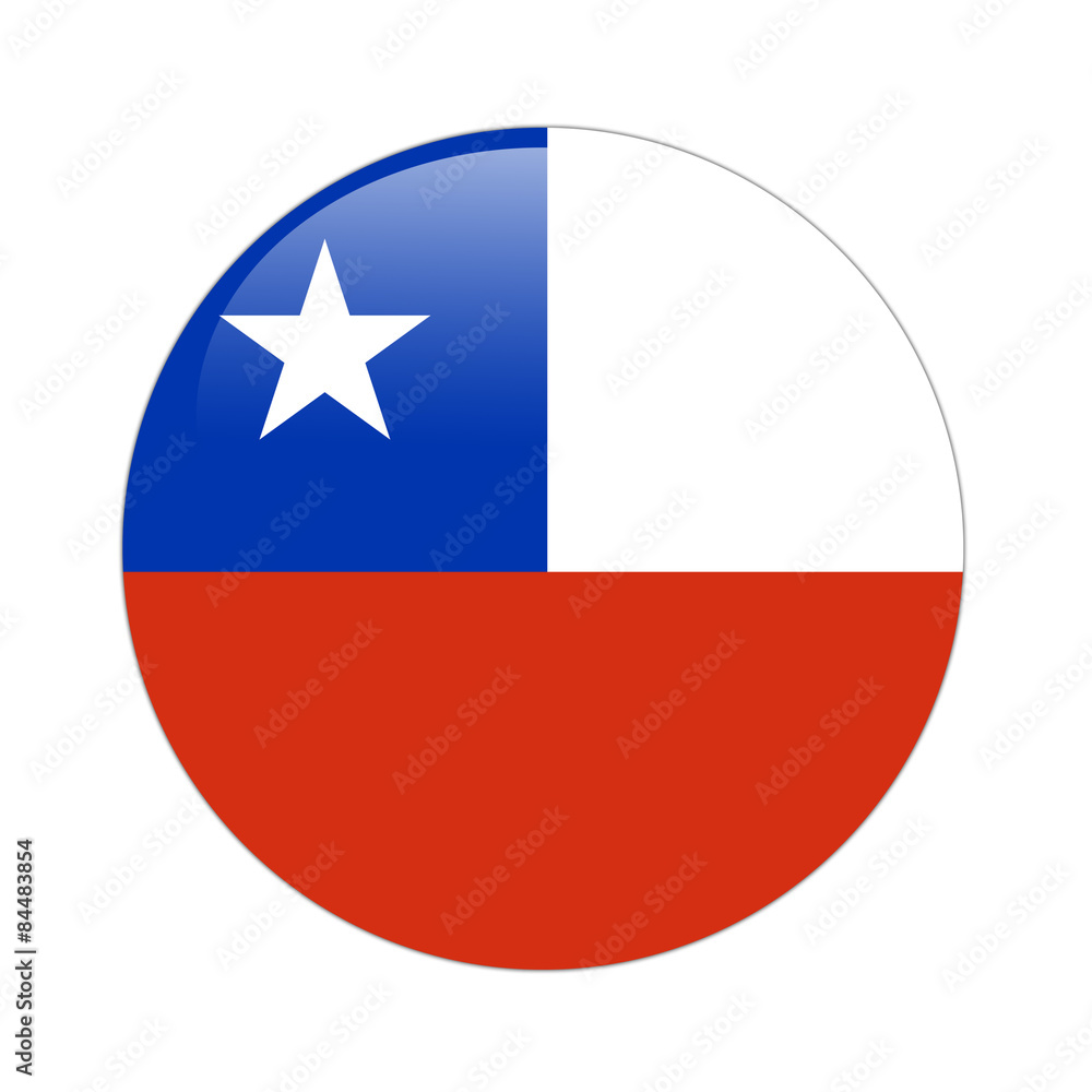 Chile flag button on white Chile flag button on white
