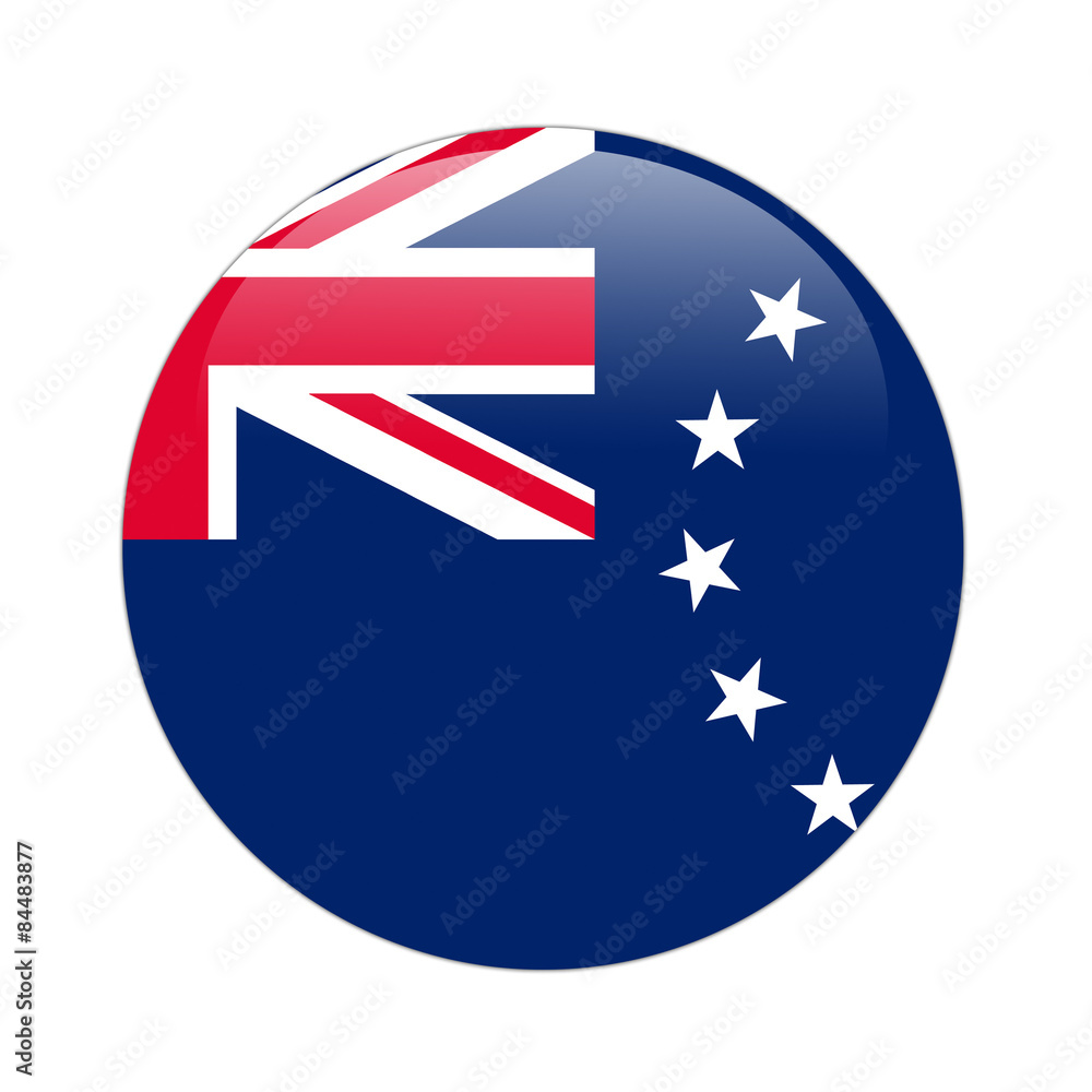 Cook Islands flag button on white Cook Islands flag button on white