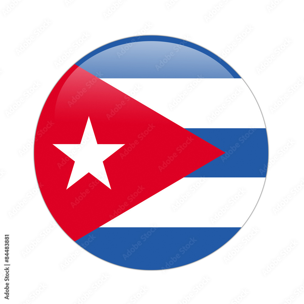 Cuba flag button on white Cuba flag button on white