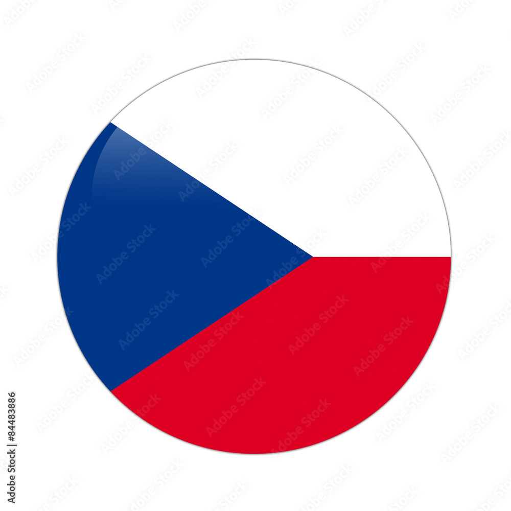 Czech Republic flag button on white Czech Republic flag button on white