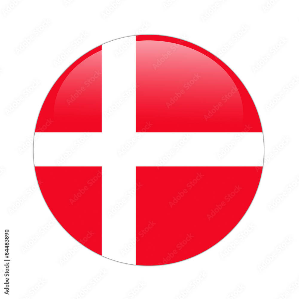 Denmark flag button on white Denmark flag button on white