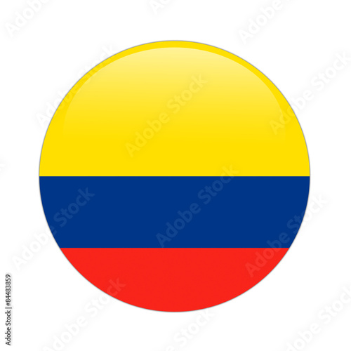 Colombia flag button on white
