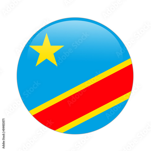 Congo Democratic Republic flag button on white
